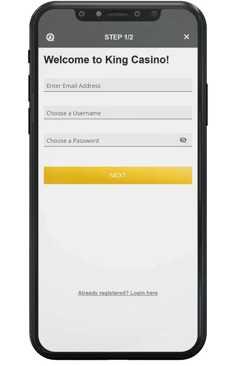 Screenshot of an online casino on a mobile phone